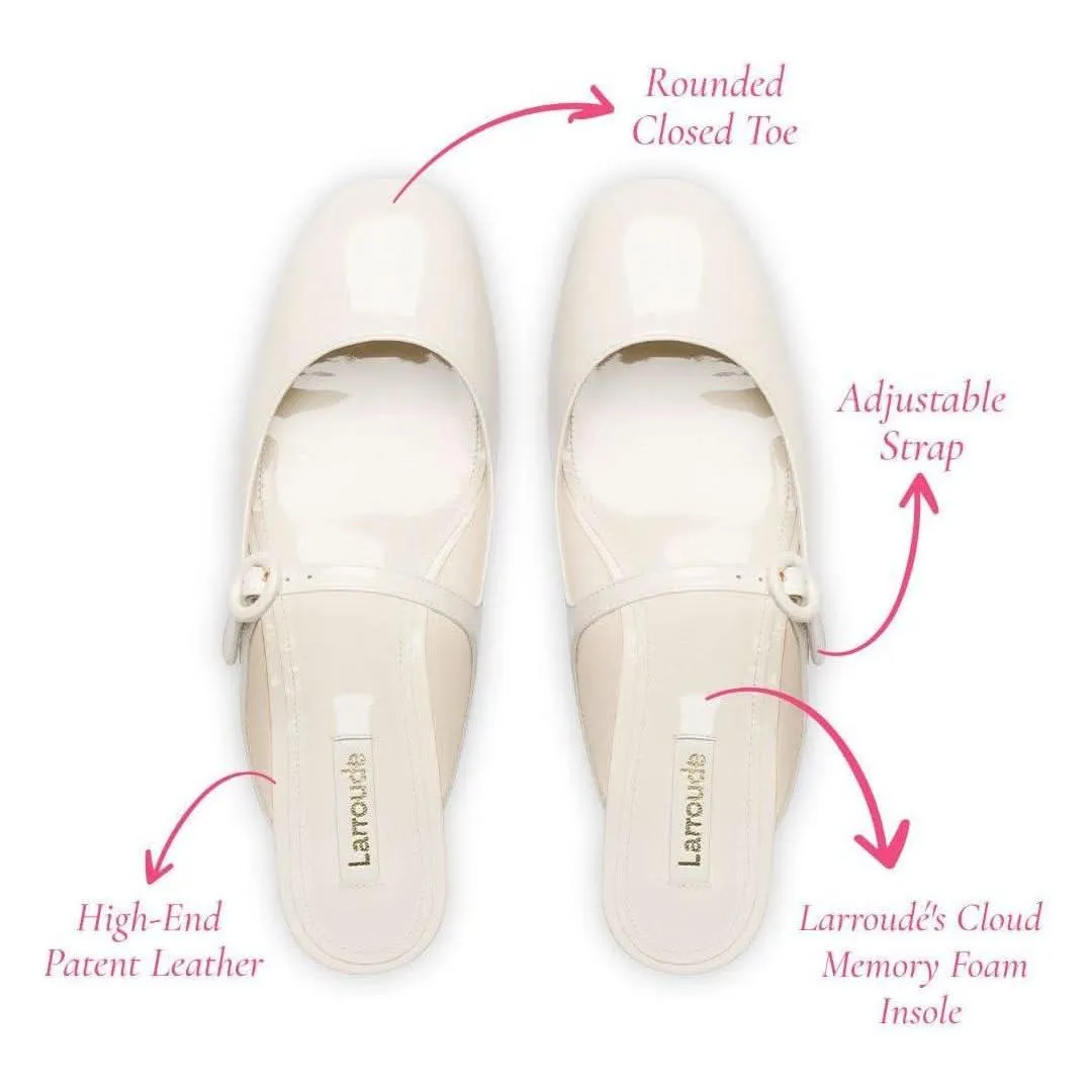 Blair Flat Mule In Ivory Patent Leather