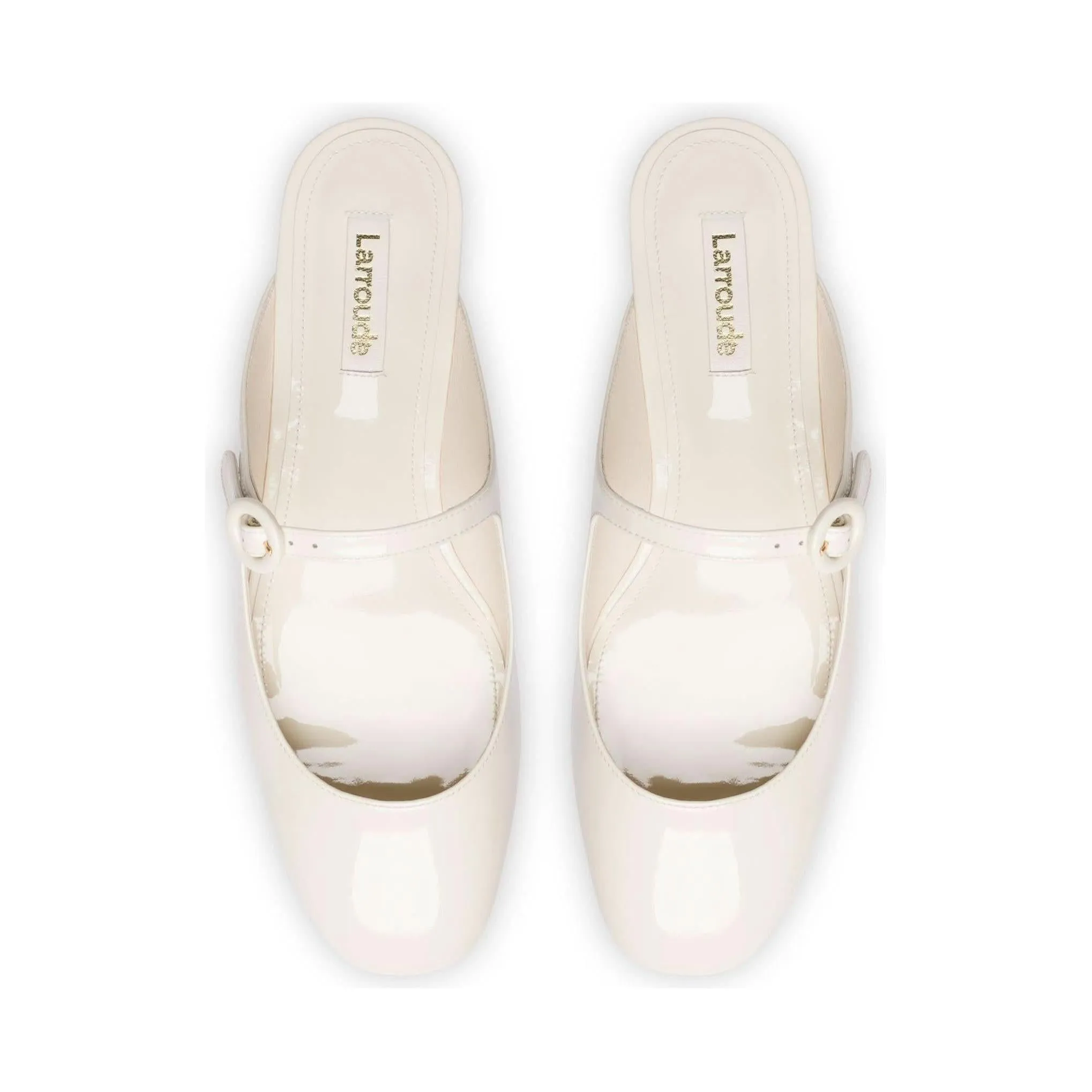 Blair Flat Mule In Ivory Patent Leather