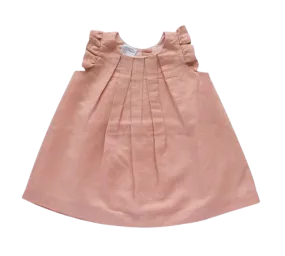 Box Pleat Linen Dress - Pink