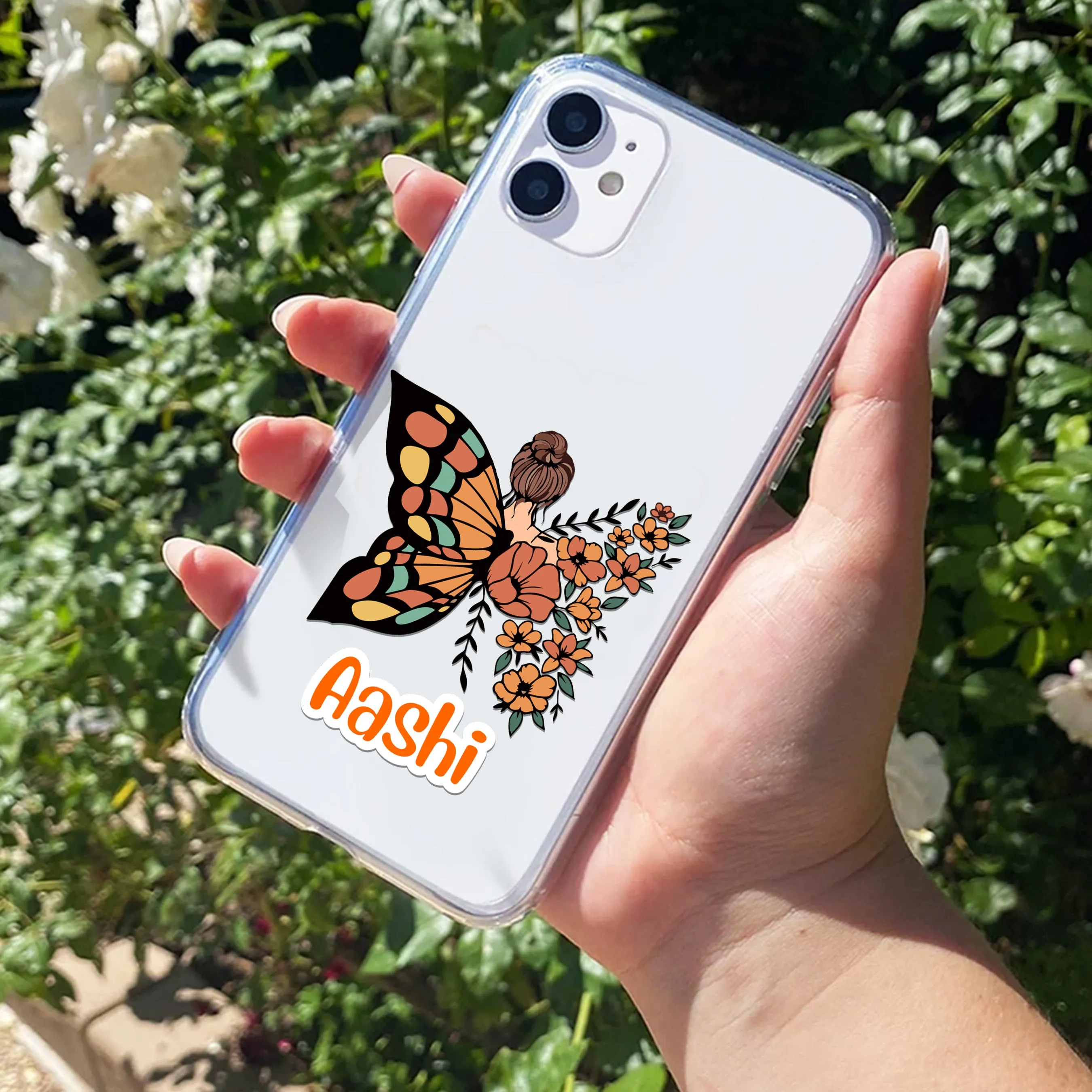 Butterfly Customize Transparent Silicon Case For iPhone