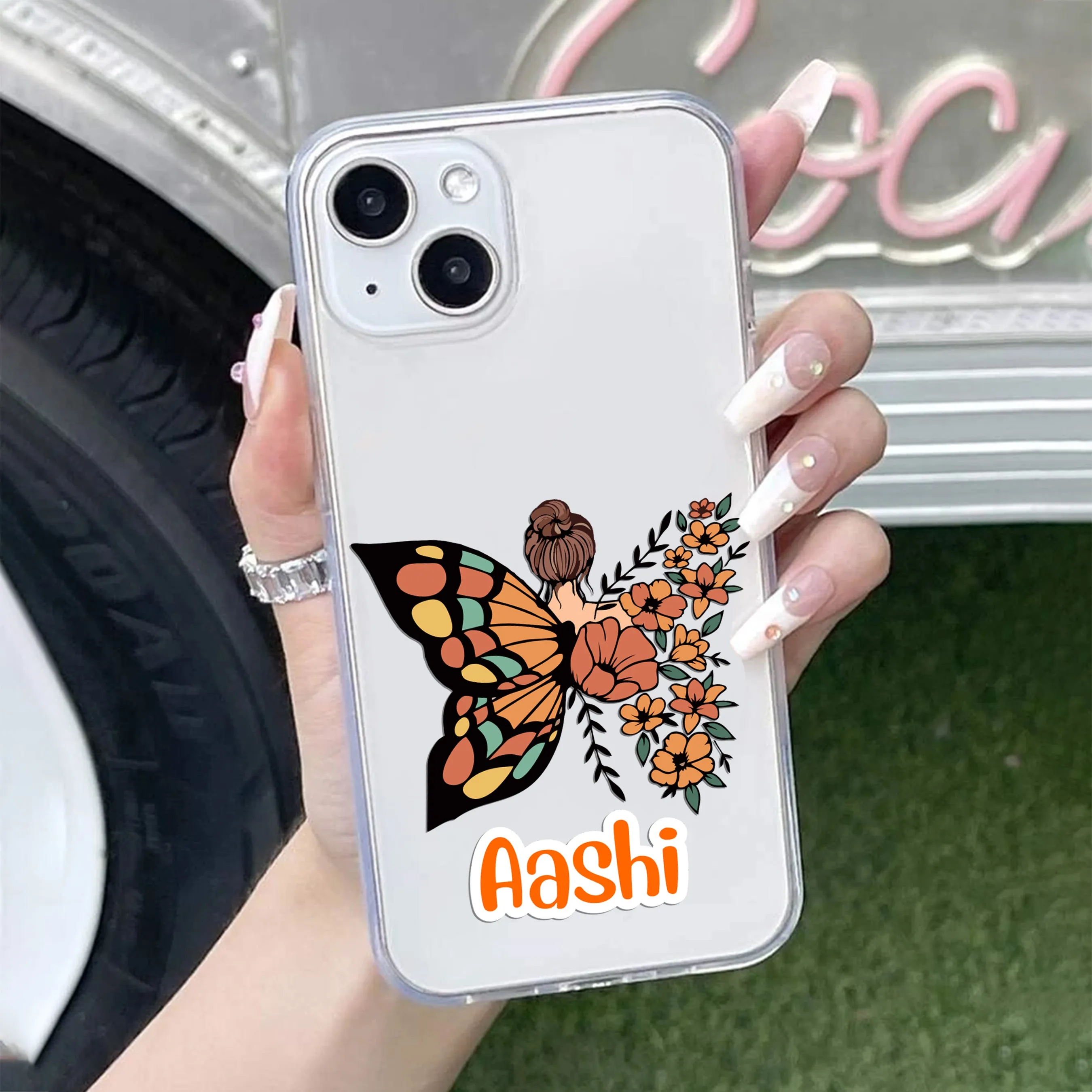 Butterfly Customize Transparent Silicon Case For iPhone
