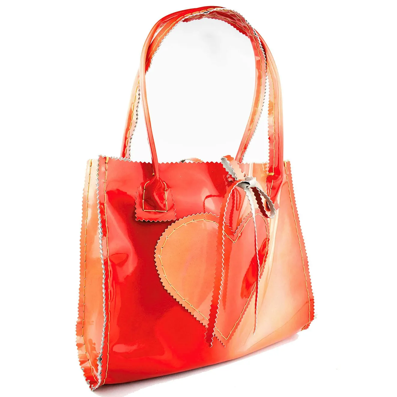 Cherry Red Tie Dye Patent Leather Purse with Heart