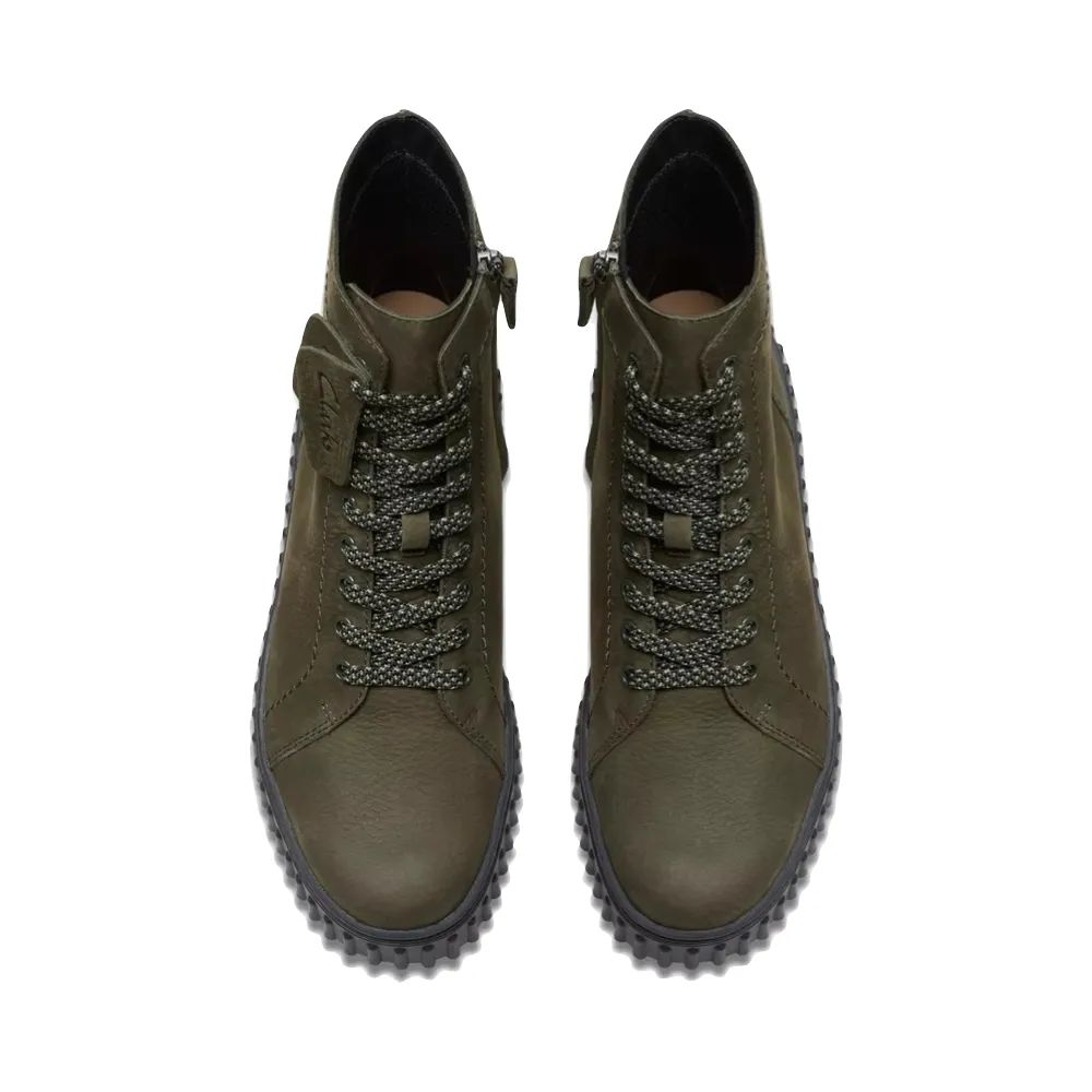 Clarks Women's Torhill Rise Side Zip Lace Boot in Dark Green