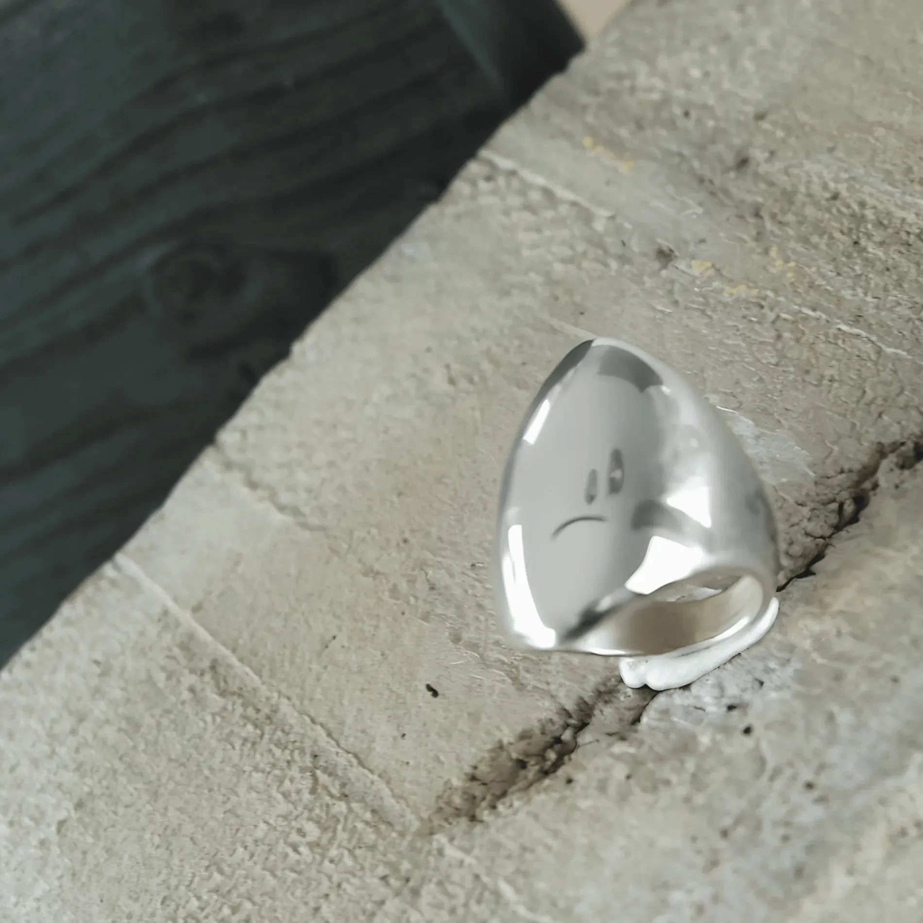 Courage Waterproof Chunky Oval Statement Ring Silver Plating