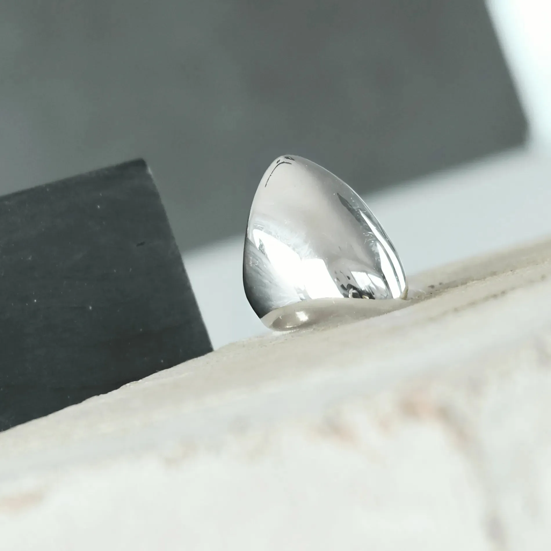 Courage Waterproof Chunky Oval Statement Ring Silver Plating