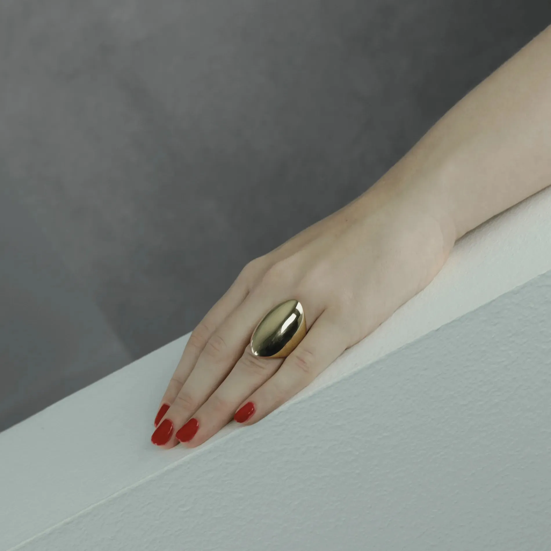 Courage Waterproof Chunky Oval Statement Ring Silver Plating
