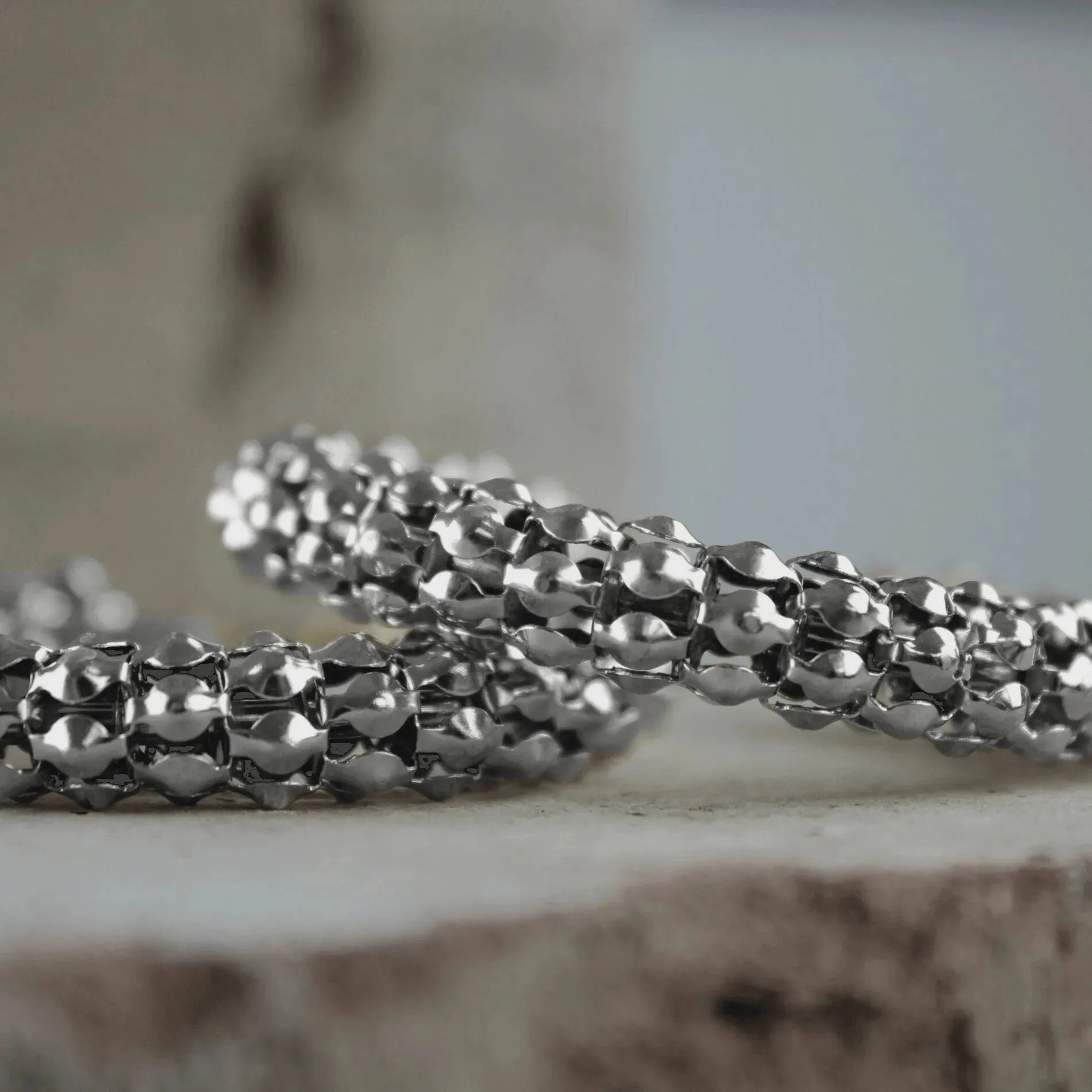 Courage Waterproof Mesh Statement Earring Silver Plating