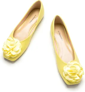 C.Paravano Ballet Flats for Women | Womens Flats Shoes | Square Toe Flats| Women's Flats | Slip On Dress Shoes | Flower Shoes