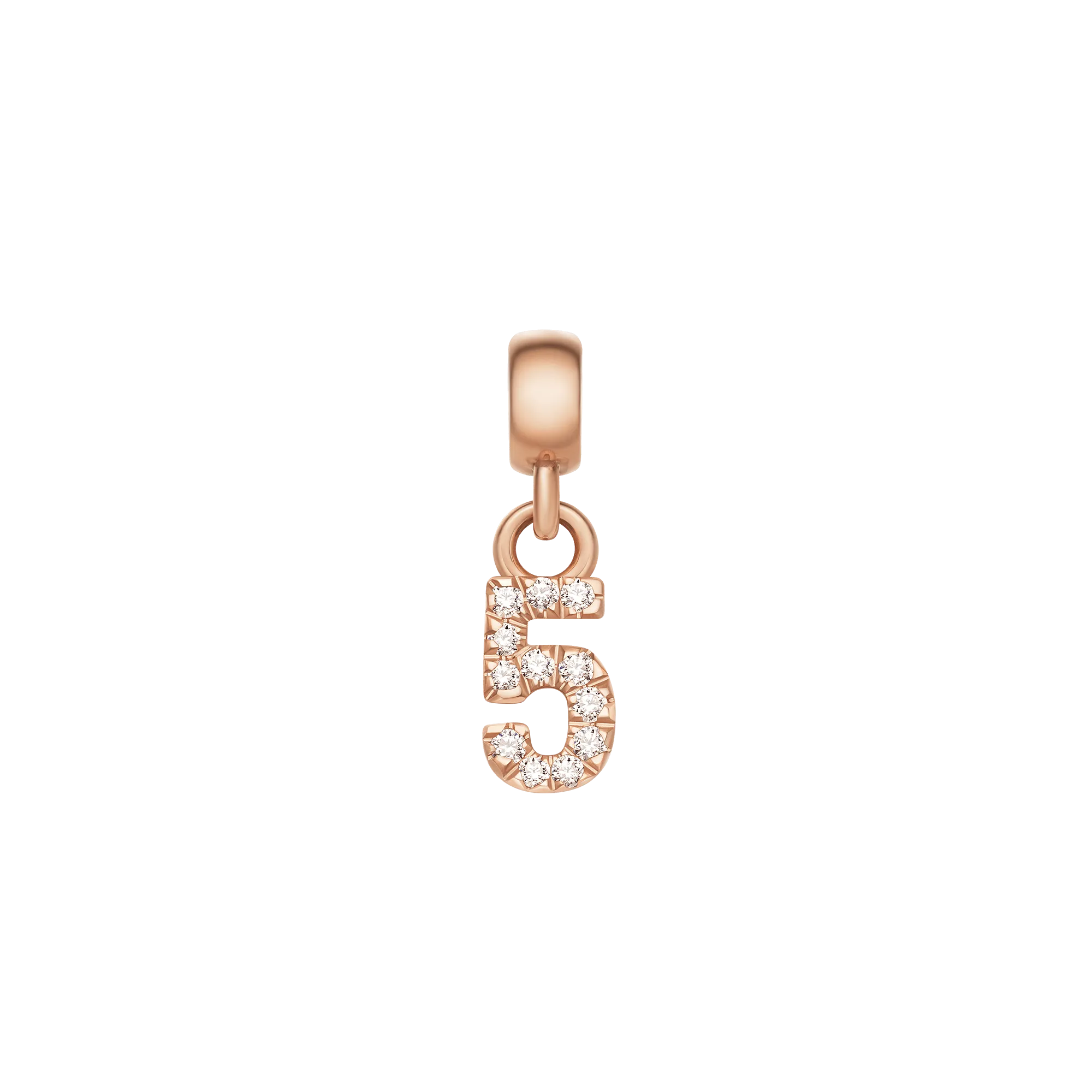 Crystal Number Charm Rose Gold