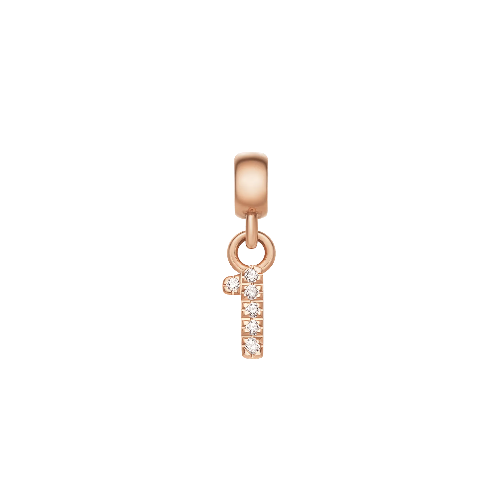Crystal Number Charm Rose Gold
