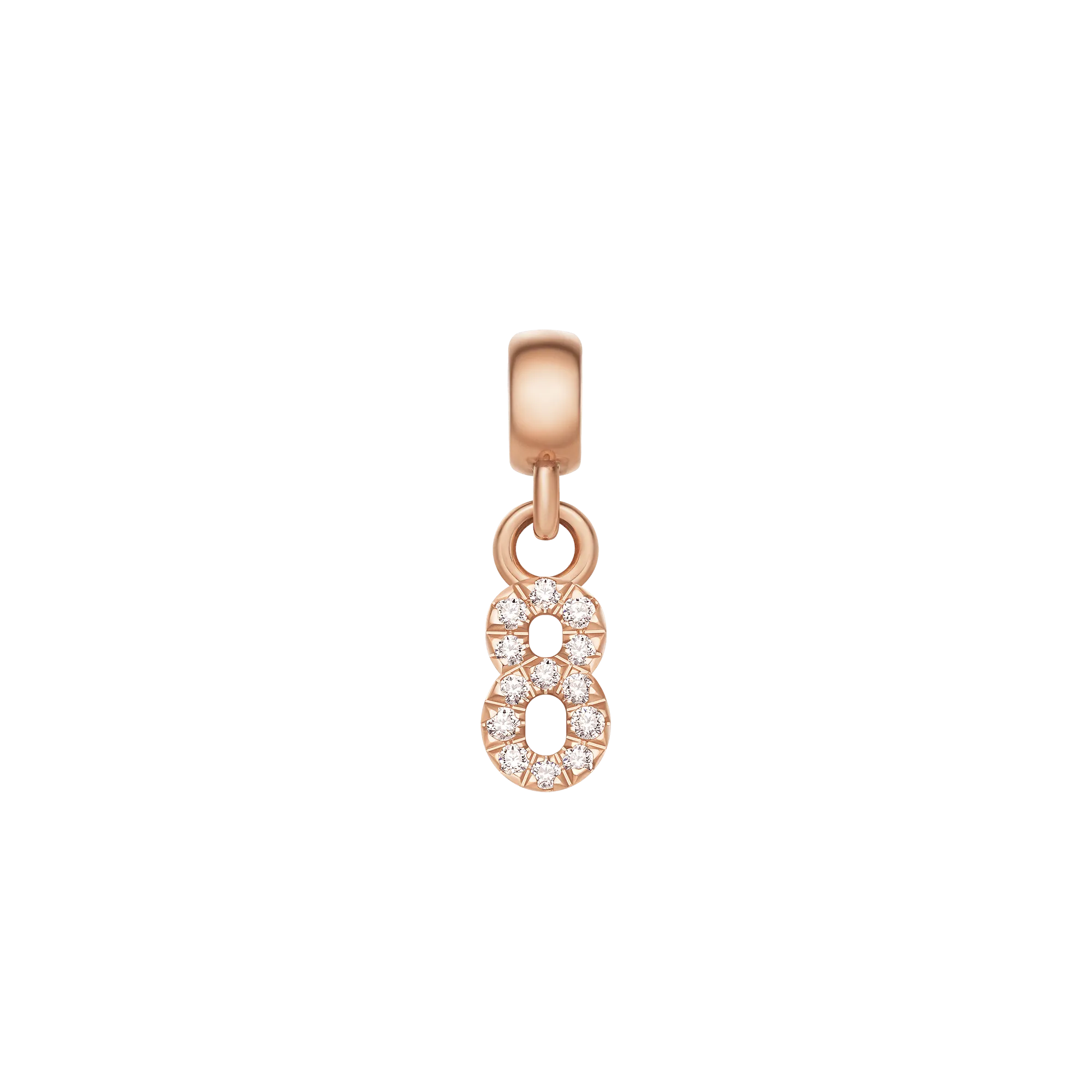 Crystal Number Charm Rose Gold