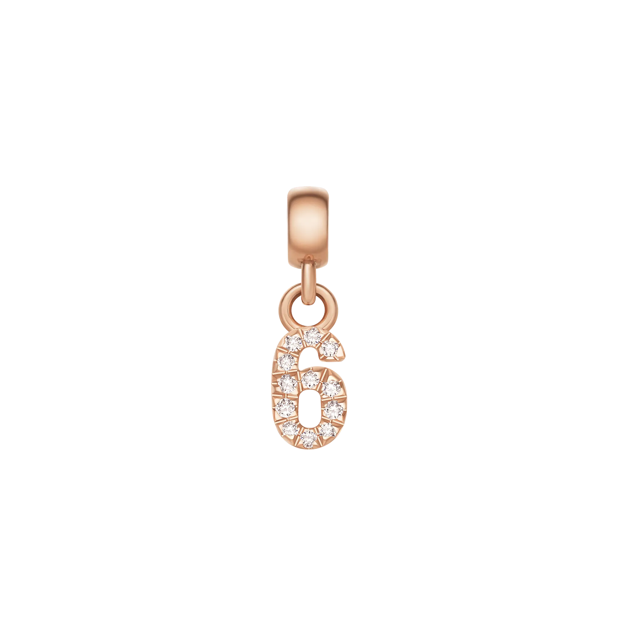Crystal Number Charm Rose Gold