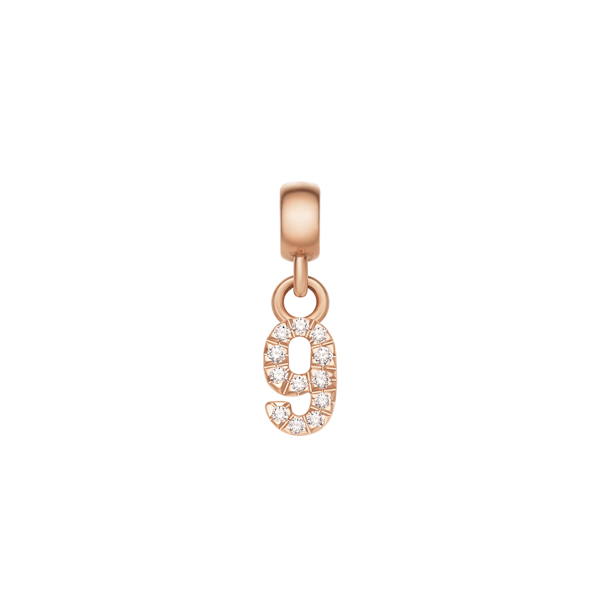 Crystal Number Charm Rose Gold