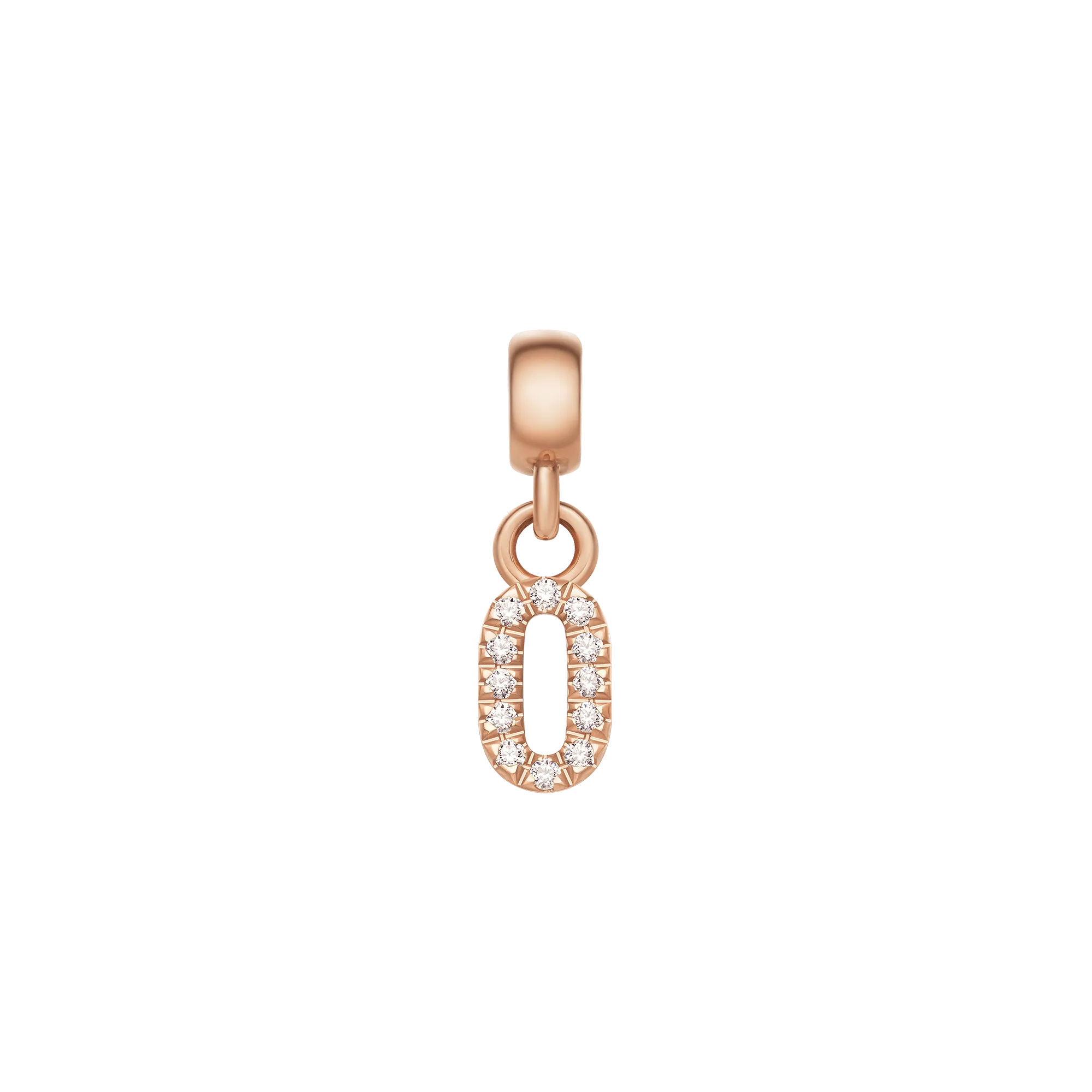 Crystal Number Charm Rose Gold
