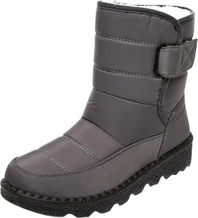 Ctreela Mid-Calf Snow Booties for Women Winter Comfort Fur Lined Waterproof Wedge Boots Non-Slip Thermal Warm Windbreak Boot