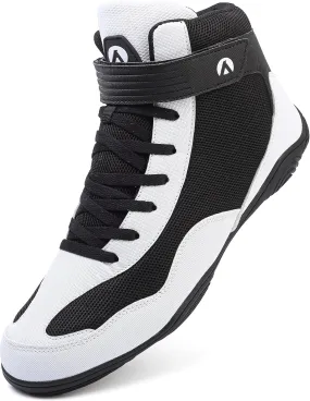 DimaiGlobal Men's Wrestling Shoe Fitness Sneaker Boxing Shoes Zero Drop Sole High Top Fighting Shoes Taekwondo Karate Martial Arts Training Shoes