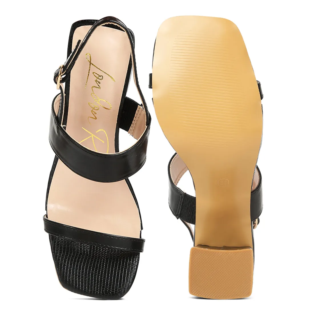 Elasticated Gussets Block Heel Sandals