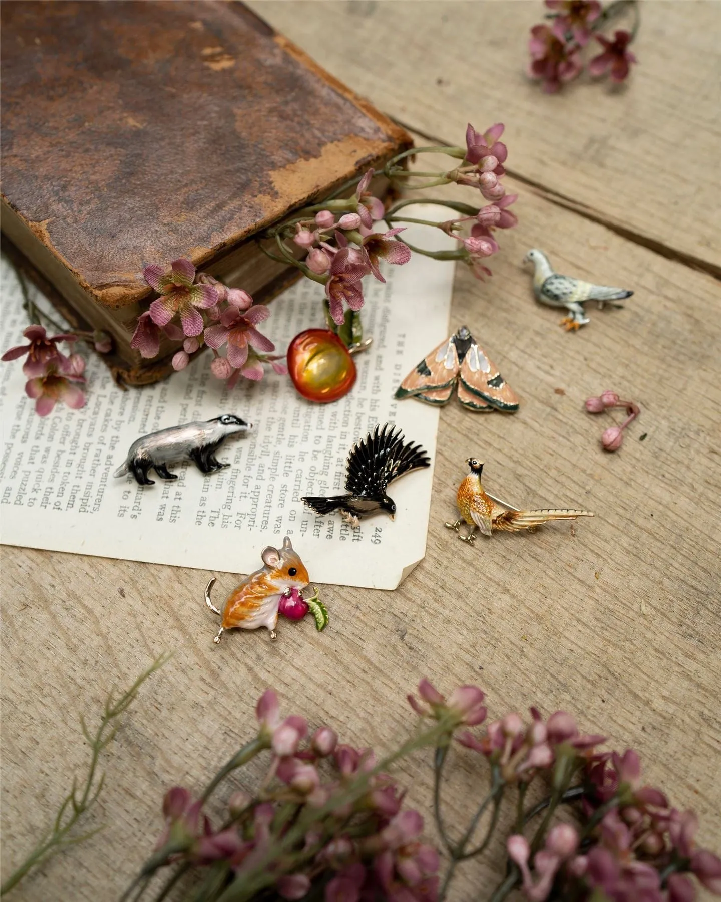 Enamel Vole Brooch