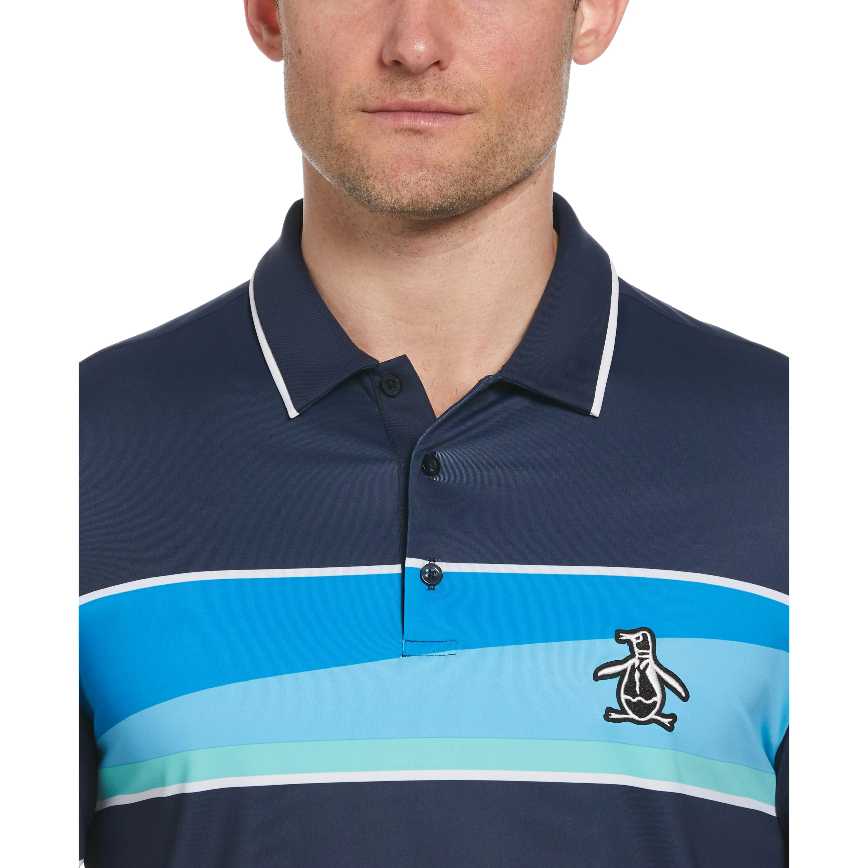 Engineered 80's Color Block Print Golf Polo