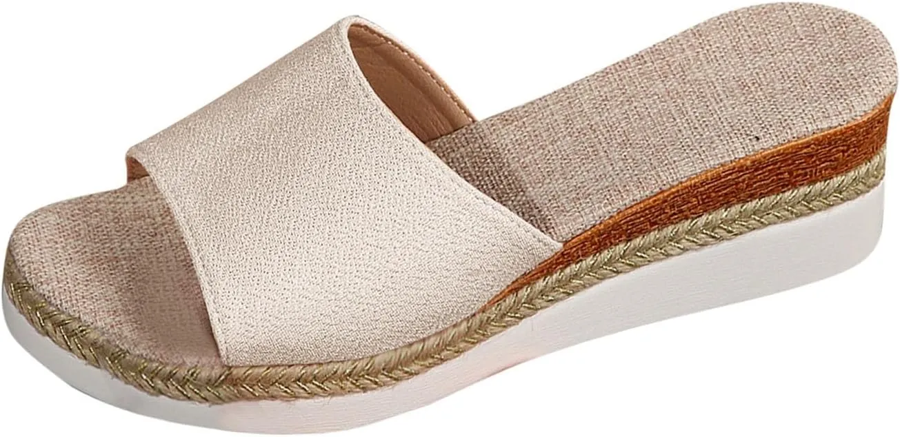 Espadrilles Femme, Slip On Women Wedge Sandals Espadrille Bohemia Slides Casual Dressy Summer Beach Shoes