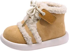 Fashion Winter Children Boots Boys and Girls Flat Ankle Boots High Top Cotton Wool for Warmth and Kid Girl Winter Boots