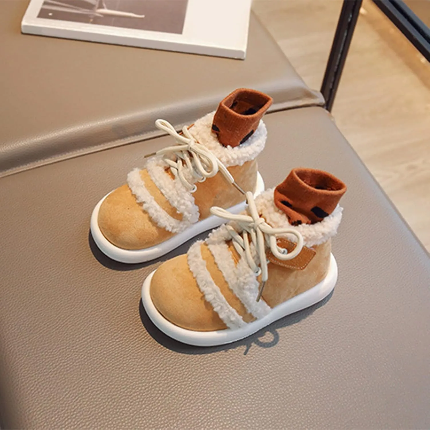 Fashion Winter Children Boots Boys and Girls Flat Ankle Boots High Top Cotton Wool for Warmth and Kid Girl Winter Boots