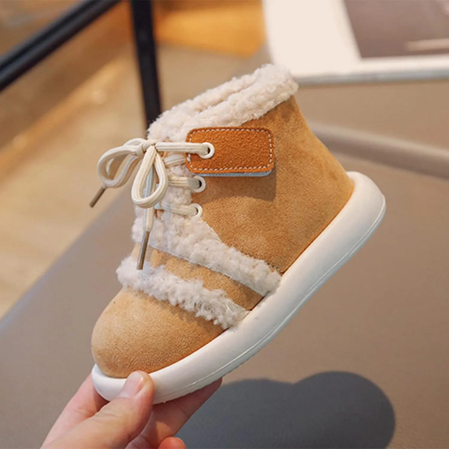 Fashion Winter Children Boots Boys and Girls Flat Ankle Boots High Top Cotton Wool for Warmth and Kid Girl Winter Boots
