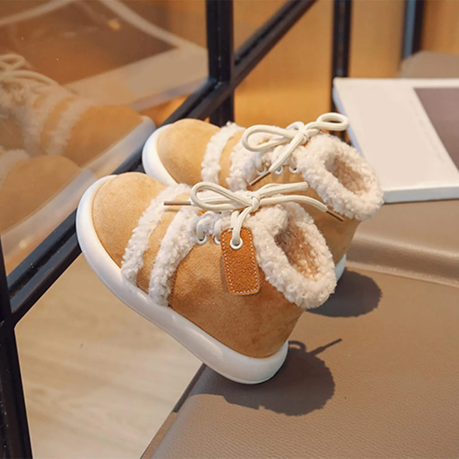 Fashion Winter Children Boots Boys and Girls Flat Ankle Boots High Top Cotton Wool for Warmth and Kid Girl Winter Boots