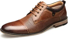 Formal Men's Dress Leather Shoes for Men Casual Slip On Moccasins Leather Lightweight Driving Shoes Business Shoes,Brown,US10