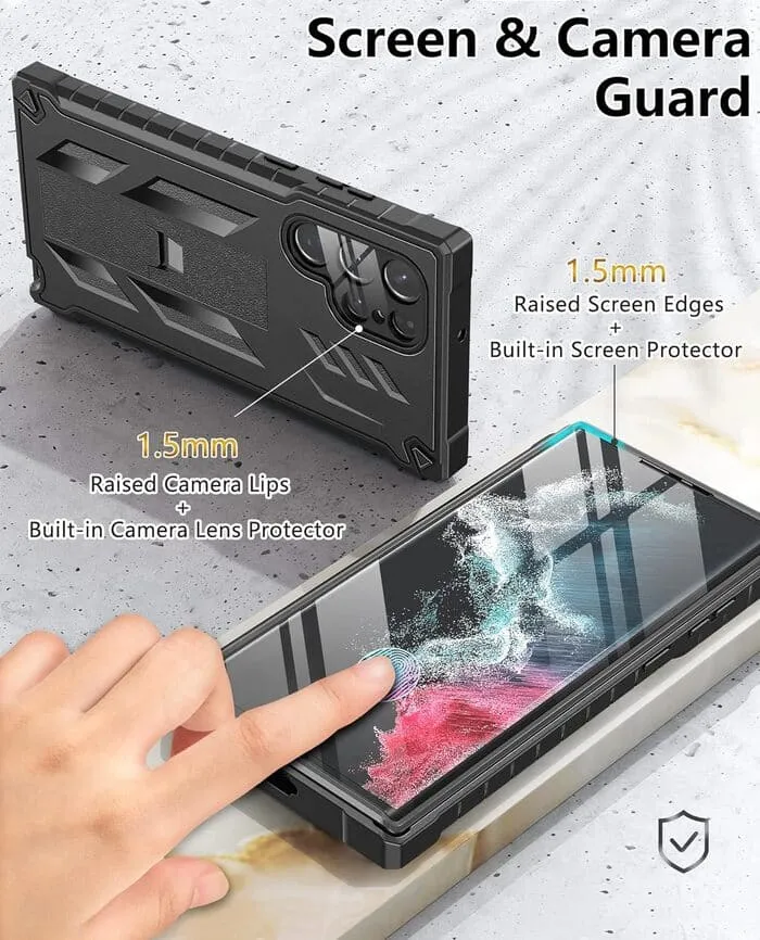 Galaxy S22 Ultra 5G 6.8 inch with Built-in Front Frame Screen Protector Cover and Kickstand