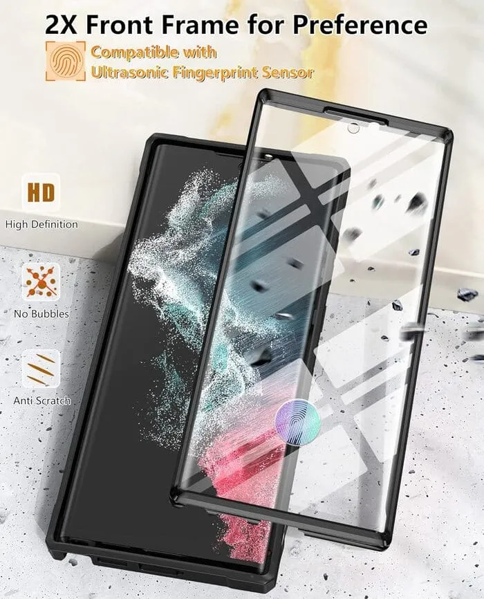 Galaxy S22 Ultra 5G 6.8 inch with Built-in Front Frame Screen Protector Cover and Kickstand