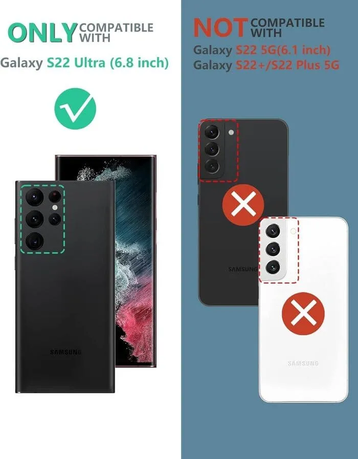 Galaxy S22 Ultra 5G 6.8 inch with Built-in Front Frame Screen Protector Cover and Kickstand