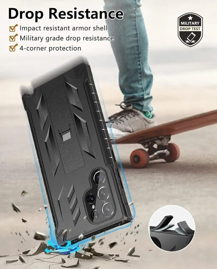 Galaxy S22 Ultra 5G 6.8 inch with Built-in Front Frame Screen Protector Cover and Kickstand