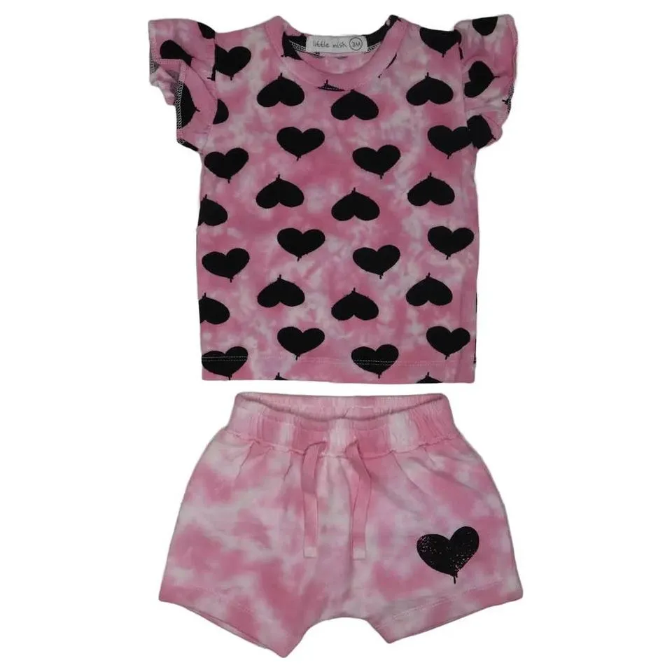 graffiti heart tee & short