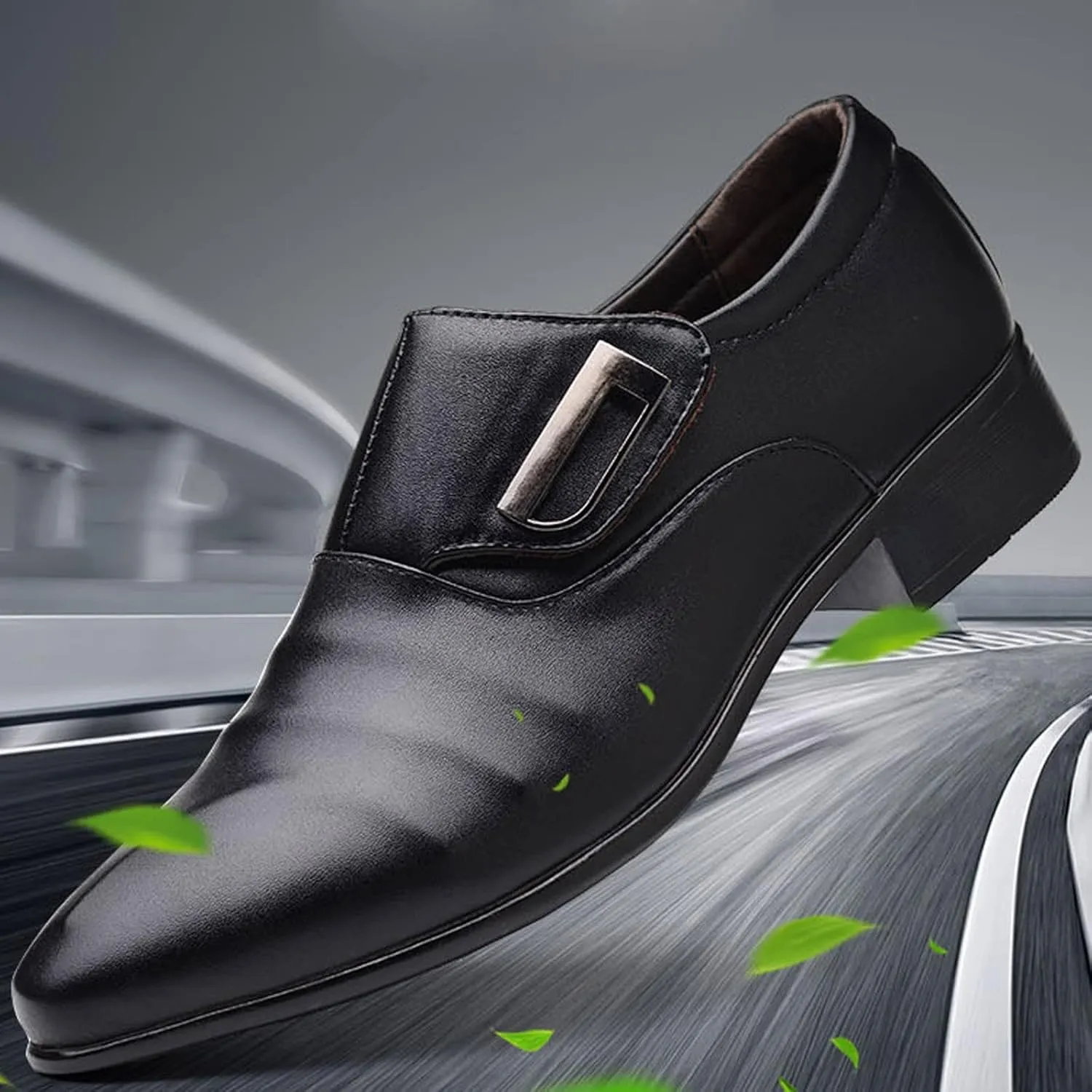 HINDOLA Men's Oxford Dress Leather Shoes Anti-Slip Breathable Business Shoes Commuting Classic Wedding Shoes
