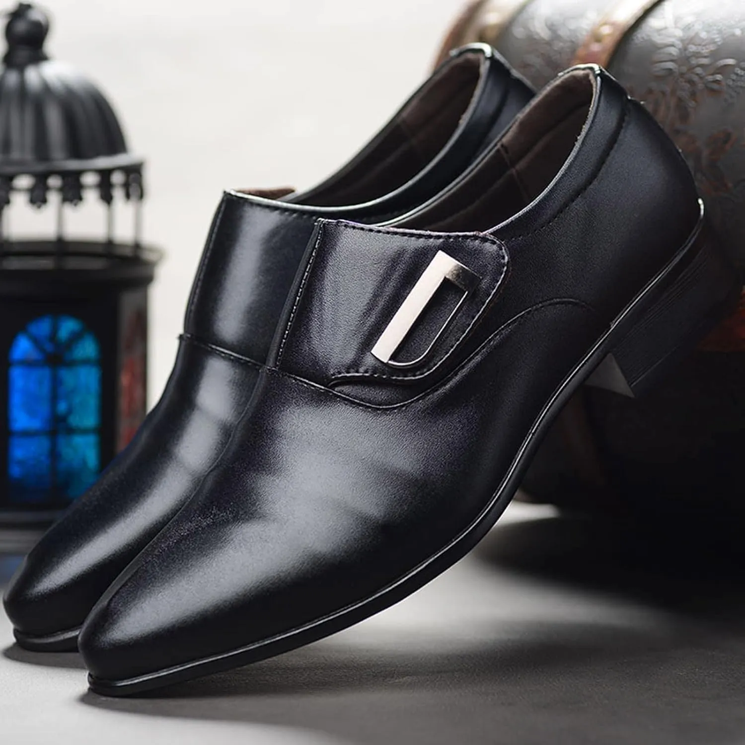 HINDOLA Men's Oxford Dress Leather Shoes Anti-Slip Breathable Business Shoes Commuting Classic Wedding Shoes
