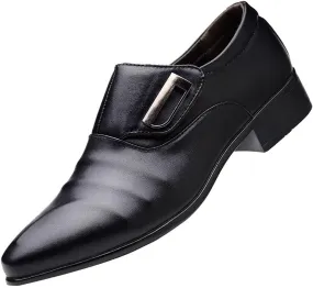 HINDOLA Men's Oxford Dress Leather Shoes Anti-Slip Breathable Business Shoes Commuting Classic Wedding Shoes