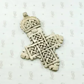 Hinged Silver Vintage Coptic Cross with Knot Work