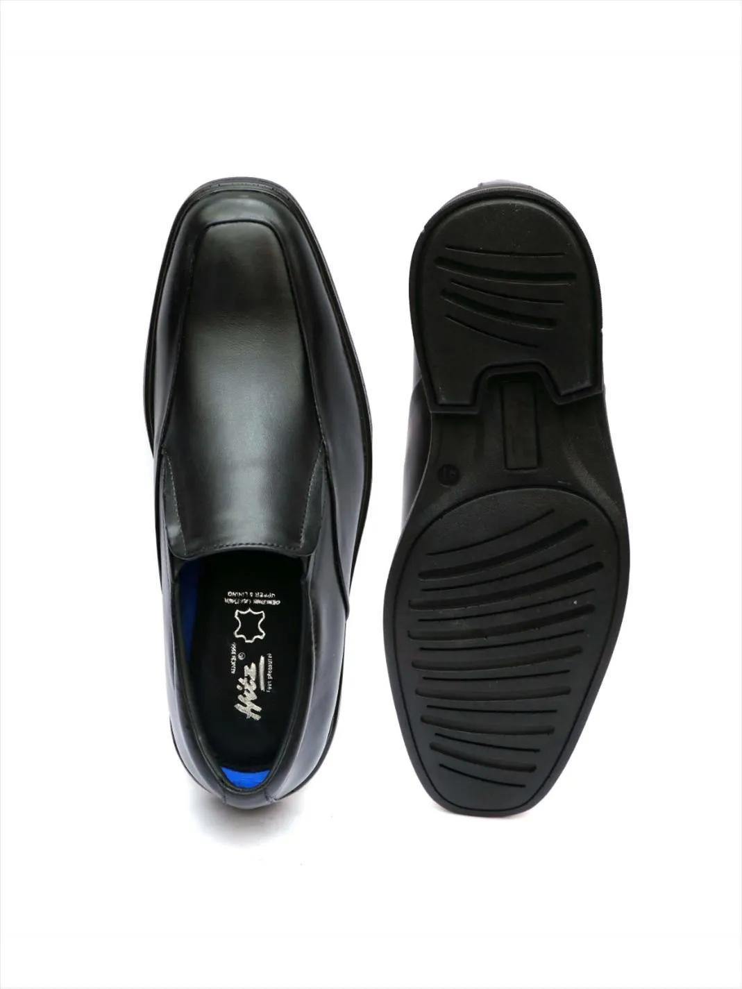 Hitz Men's Black Leather Formal Slip On shoes