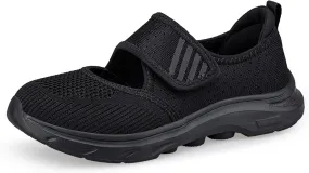 ihinzry Womens Walking Shoes Orthopedic Shoes Lightweight Breathable Knitted Loafers Hook and Loop Sneakers