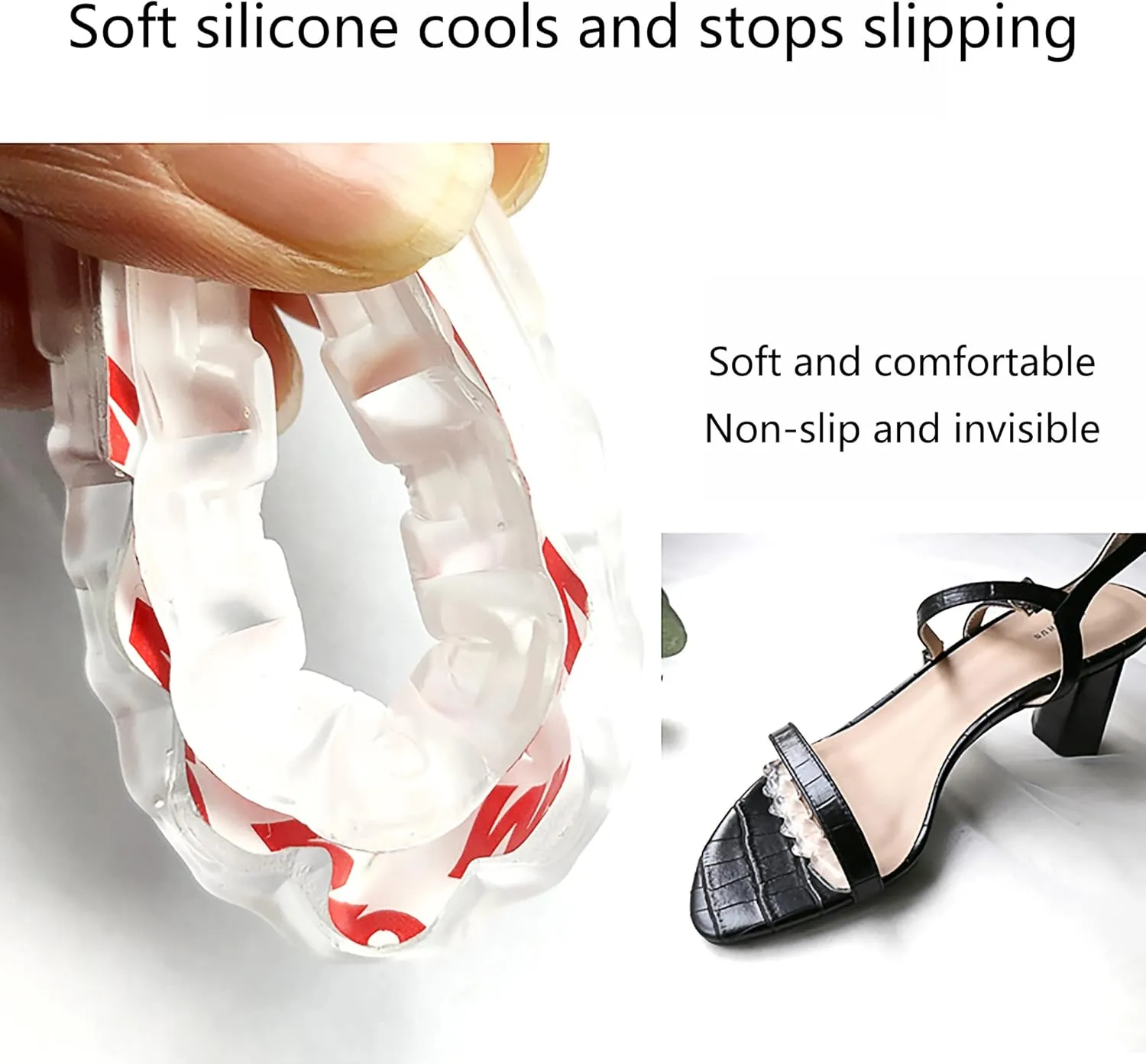 Invisible Anti-Slip Heel Foot Cushion Pads Stickers,Non-Slip Forefoot Strips Sticker Adjustable & Self-Adhesive Women Sandals high Heels Stickers (2 Pairs)