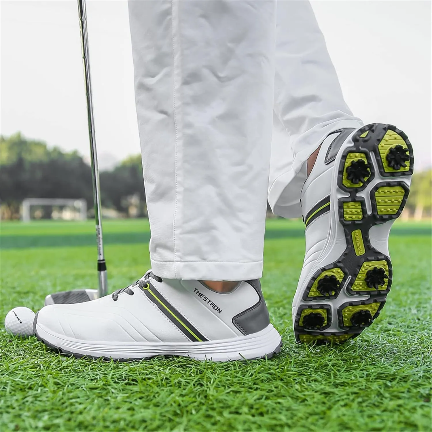 JiuQing Golf Shoes Men Waterproof Spikes Professional Golfing Trainers Anti Slip Comfortable
