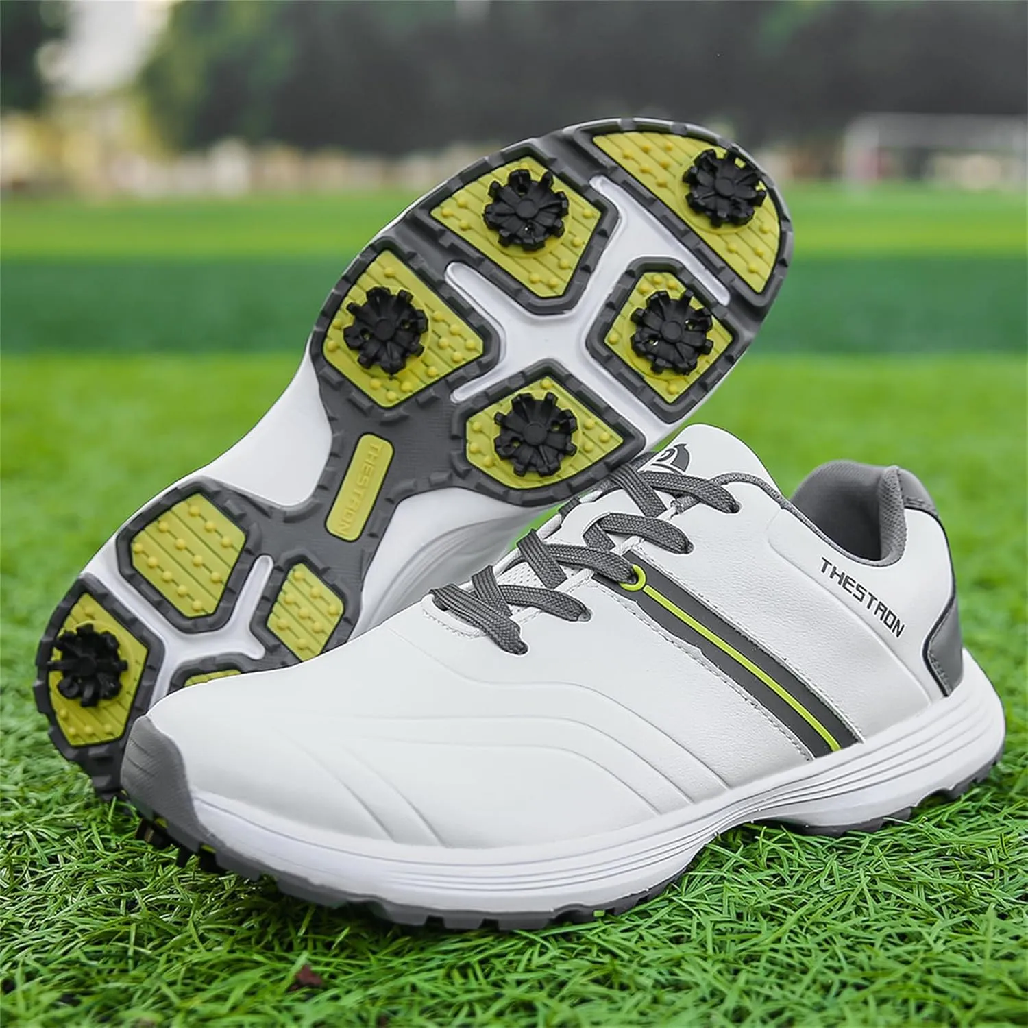 JiuQing Golf Shoes Men Waterproof Spikes Professional Golfing Trainers Anti Slip Comfortable