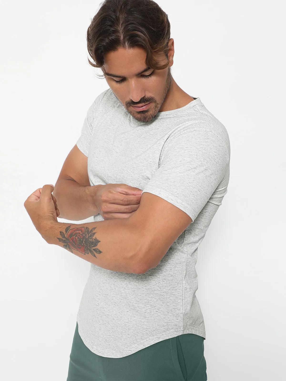 Kore Curved Hem T-shirt Muscle Fit Crew Neck-New