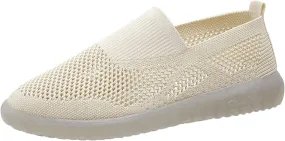 Ladies Fashion Solid Color Mesh Breathable Comfortable Flat Casual Shoes Casual Shoes for Men Suede (Beige, 7.5)