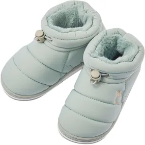 Low Heel Boots for Fashion Winter Toddler Snow Boots Children Ankle Boots Flat Bottom Non (Green, 13.5 Little Child)