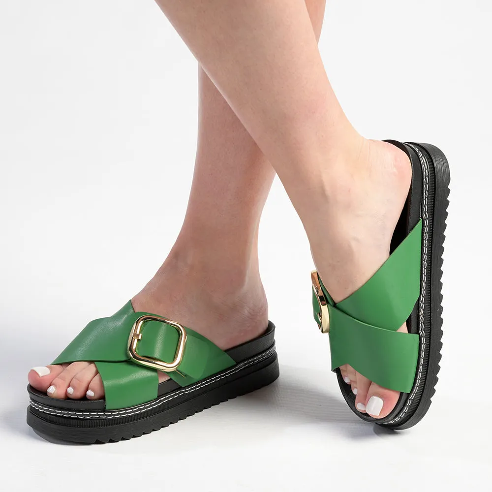 Madison Janiel Cross Over Mule - Green