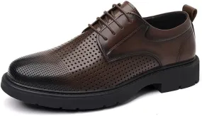 Mens Breathable Leather Dress Sandals Summer Business Formal Wedding Shoes Elevator Cut Out Genuine Leather Shoes