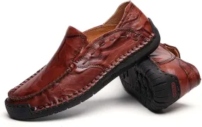 Men's Casual Loafers Fashion Walking Shoes Non-slip Driving Shoes Comfortable Cowhide Casual Shoes Business Office Shoes Outdoor Casual Sneakers