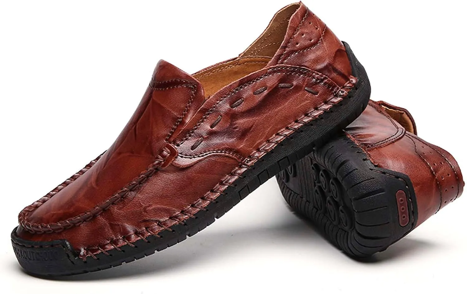Men's Casual Loafers Fashion Walking Shoes Non-slip Driving Shoes Comfortable Cowhide Casual Shoes Business Office Shoes Outdoor Casual Sneakers